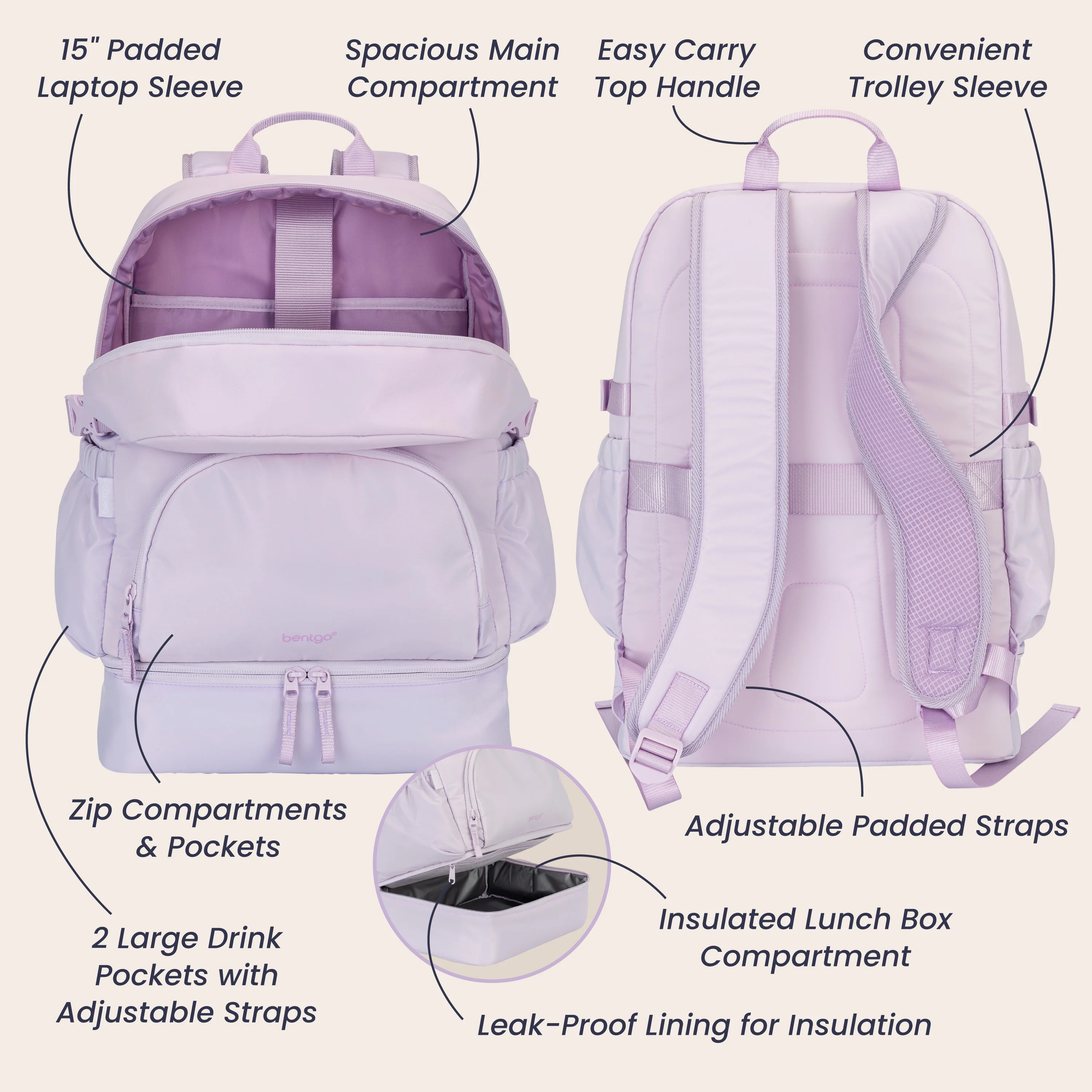 Bentgo 2-in-1 Backpack & Lunch Bag - Bone - Image 26