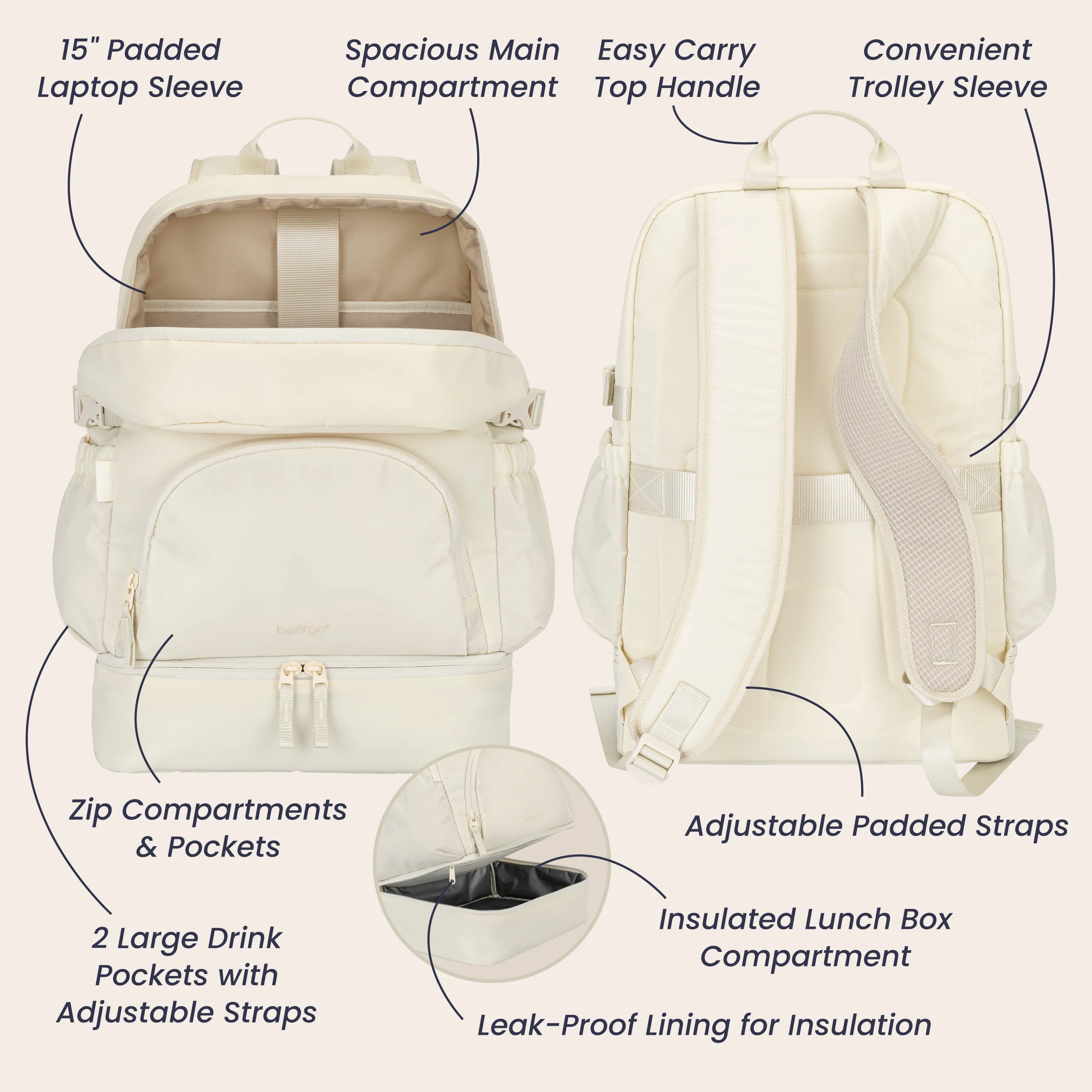 Bentgo 2-in-1 Backpack & Lunch Bag - Bone - Image 5