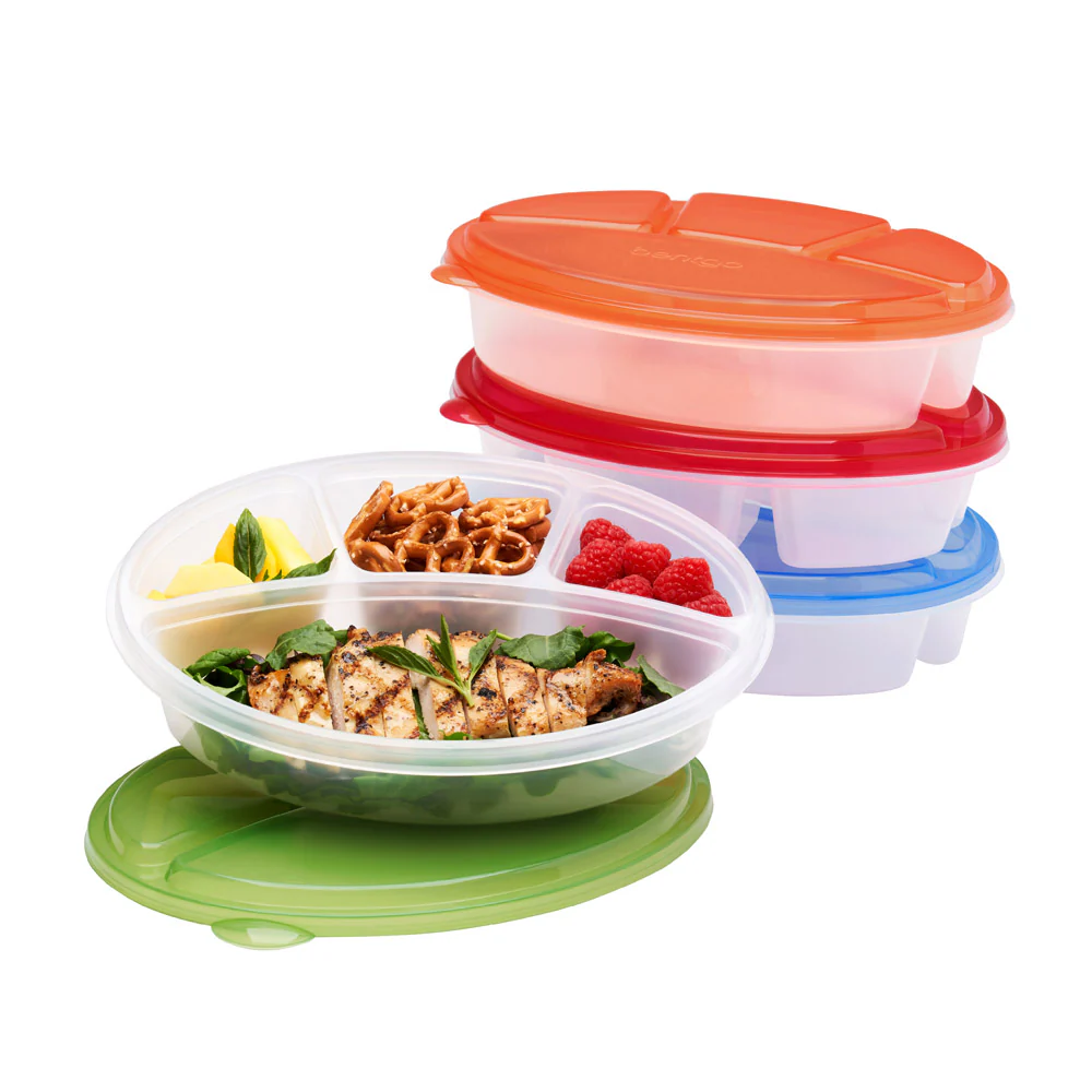 Bentgo Easyboxes 4-Compartment Oval Containers 8-Piece Set - Jewel Brights