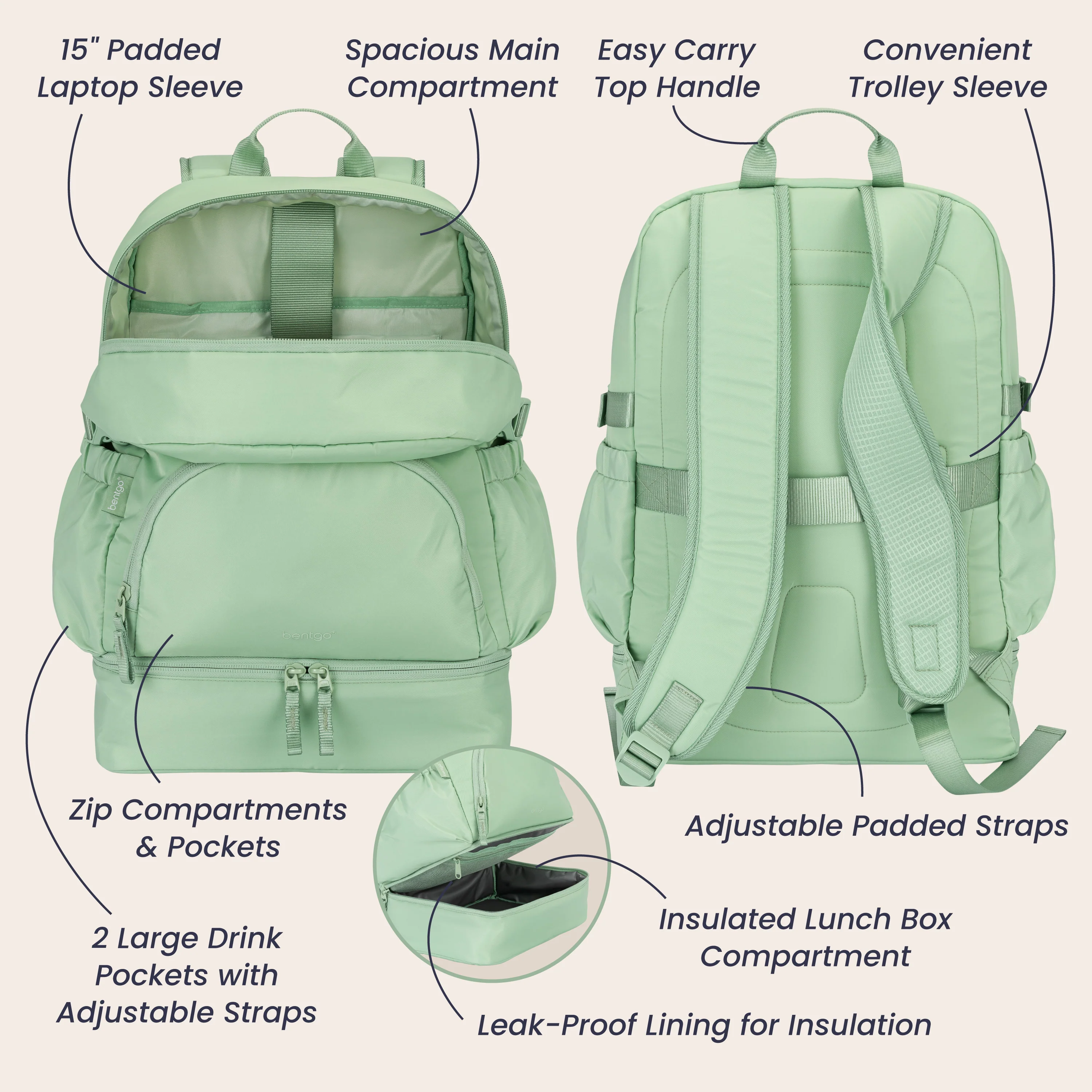 Bentgo 2-in-1 Backpack & Lunch Bag - Bone - Image 12